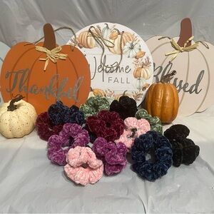 Watercress Velvet Crocheted Hair Scrunchie